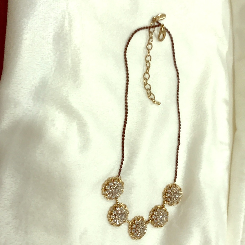 Gold tone, brown statement necklace